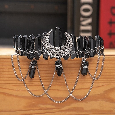 Moon & Chain Metal Hair Bands PW-WG63593-08-1
