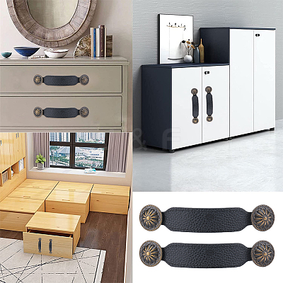 PU Leather Drawer Handles FIND-WH0290-10B-AB-1