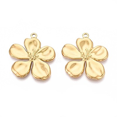 304 Stainless Steel Flower Pendants STAS-T067-30G-1