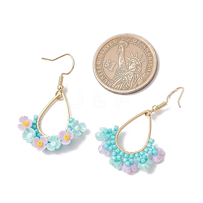 Resin & Glass Seed Beads Teardrop Dangle Earrings EJEW-MZ00401-02-1