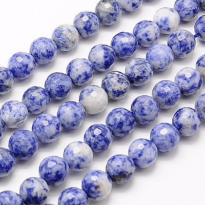 Natural Blue Spot Jasper Beads Strands G-G542-6mm-01-1