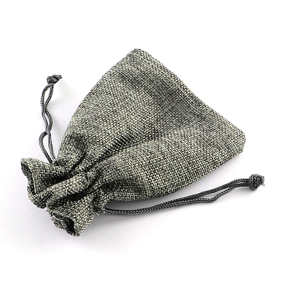 Polyester Imitation Burlap Packing Pouches Drawstring Bags X-ABAG-R005-9x7-04-1