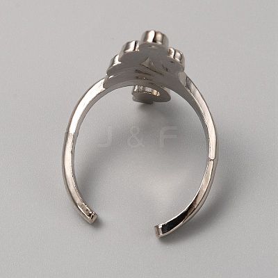 Alloy Peacock Cuff Ring Settings for Rhinestone RJEW-WH0001-21P-1