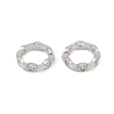 Brass Clear Cubic Zirconia Bead Frame KK-D375-33P-1