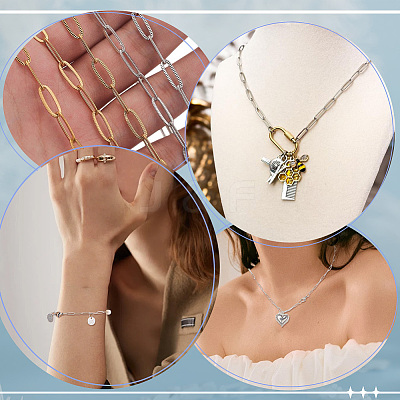 DIY 304 Stainless Steel Paperclip Chains Necklaces/Bracelets Making Kits DIY-SC0029-34-1