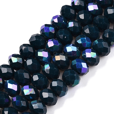 Electroplate Opaque Solid Color Glass Beads Strands EGLA-A044-P6mm-L16-1