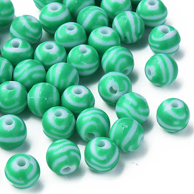Opaque Striped Acrylic Beads MACR-S373-27D-07-1