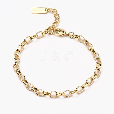 Brass Cable Chain Bracelets BJEW-H537-14G-1