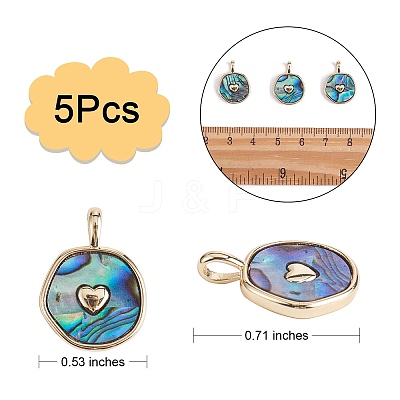 5Pcs Natural Abalone Shell/Paua Shell Pendants KK-SZ0002-38A-1