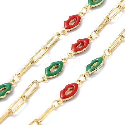 Handmade Enamel Lip Link Chains CHC-M024-05G-01-1