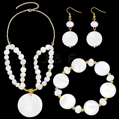 Natural Pearl Necklaces & Bracelets & Dangle Earring Sets SJEW-PH01394-1