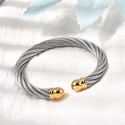 304 Stainless Steel Cuff Bangles BJEW-P310-26B-GP-1