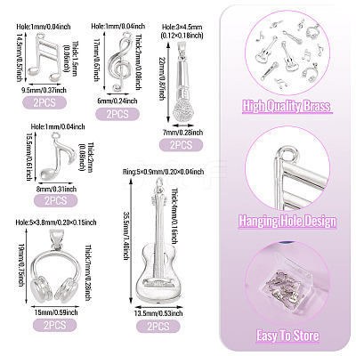 12Pcs 6 Styles Brass Pendants FIND-TA0008-88P-1
