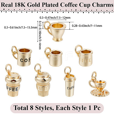 8Pcs 8 Styles Brass Pendants KK-BBC0021-42-1