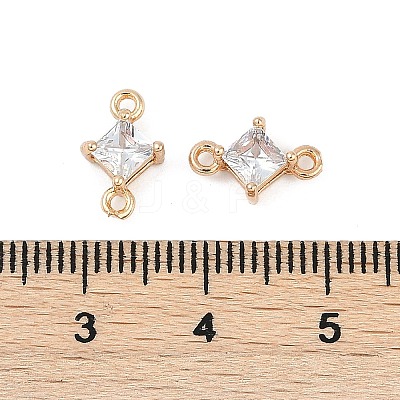 Brass Pave Glass Rhombus Links Connector Charms GLAA-Q088-001E-1