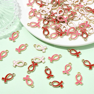 DIY Awareness Ribbon Alloy Enamel Pendant & Waxed Polyester Cord Making Kits DIY-YW0011-74-1