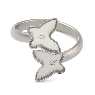304 Stainless Steel Cuff Rings Components STAS-K279-02C-P-1