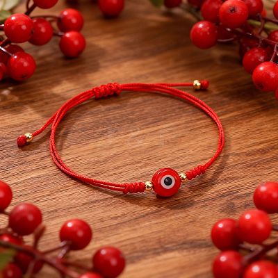 Handmade Lampwork Evil Eye Bead Braided Bracelets RO1505-2-1