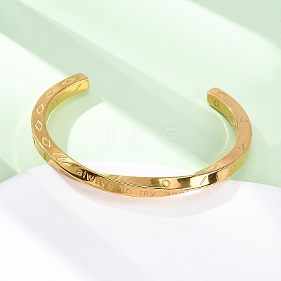 Always In My Heart 304 Stainless Steel Cuff Bangles for Women BJEW-D361-01G-1