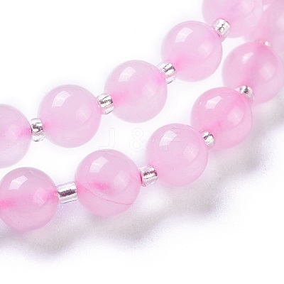 Natural Rose Quartz Stretch Multi-strand Charm Bracelets BJEW-I260-16-1