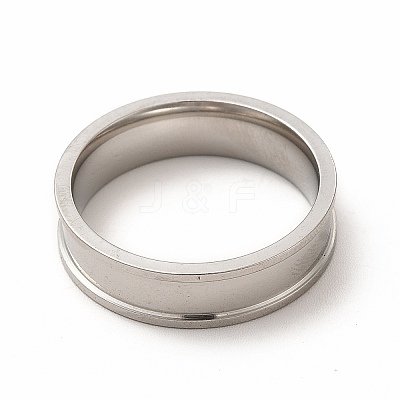 Non-Tarnish 201 Stainless Steel Grooved Finger Ring Settings STAS-P323-12P-1