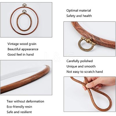Rubber Imitation Wood/Plastic Cross Stitch Embroidered Frame DIY-NB0003-05-1