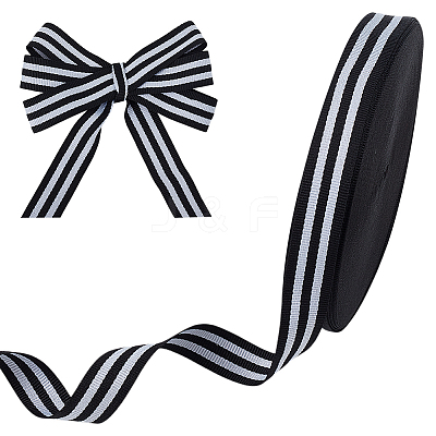 Polyester Stripe Ribbons SRIB-WH0011-326C-1