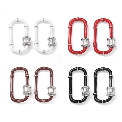 Oval Brass Micro Pave Clear Cubic Zirconia Locking Carabiner KK-H256-01P-1