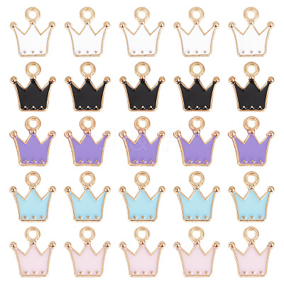 60Pcs 5 Colors Alloy Enamel Charms ENAM-SC0003-43-1