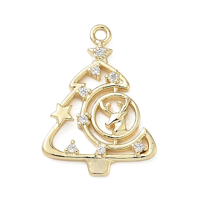 Brass Micro Pave Cubic Zirconia Pendants KK-H521-02A-G-1