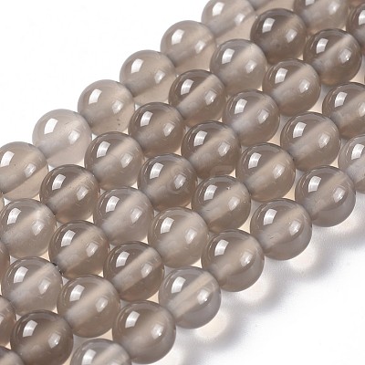 Natural Gray Agate Bead Strands X-G-R193-12-6mm-1