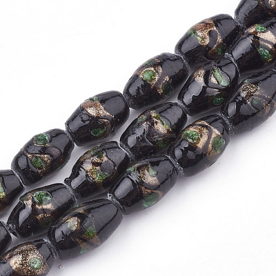 Handmade Gold Sand Lampwork Beads LAMP-T006-01A-1