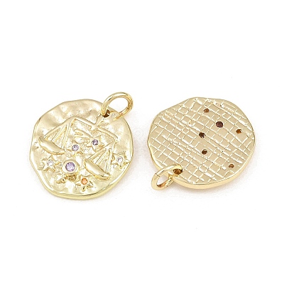 Brass Micro Pave Colorful Cubic Zirconia Charms CU-CBA764E-03-G-1