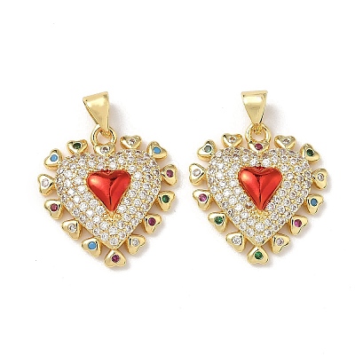 Brass Micro Pave Cubic Zirconia Pendants KK-L243-27G-1