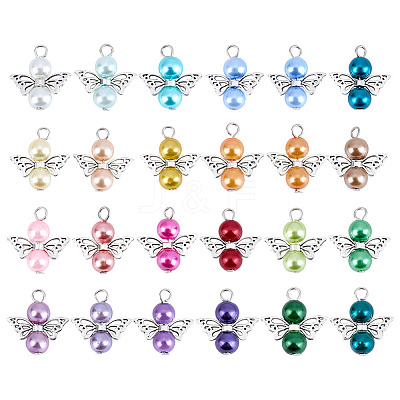 48Pcs 24 Styles Glass & Alloy Pendants PALLOY-GO00053-1