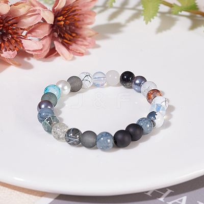 Glass Round Beads GLAA-PH0007-60-WH-1