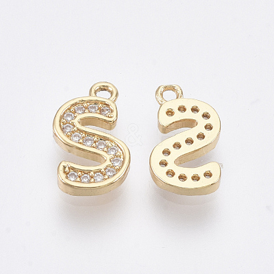 Brass Cubic Zirconia Charms X-KK-S348-330S-1