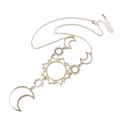 Sun & Moon Alloy Pendant Necklace & Asymmetrical Hoop Earring Sets FS-WG43B09-01-1
