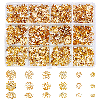6 Styles Iron Bead Caps IFIN-UN0001-28G-1