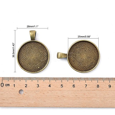 Tibetan Style Alloy Pendant Cabochon Settings X-TIBEP-Q045-048AB-NR-1