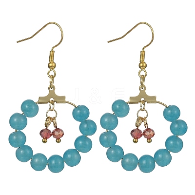 Imitation Jade Glass Beaded Ring Dangle Earrings EJEW-JE05568-01-1