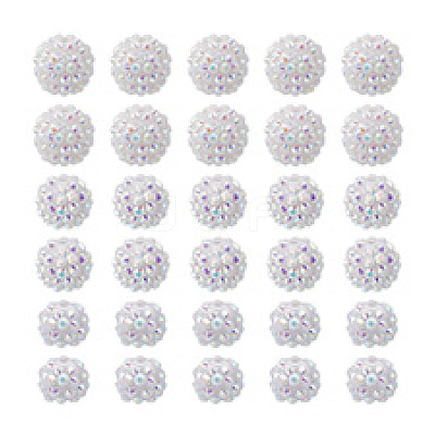 30Pcs 3 Styles Acrylic & Resin with Rhinestone Round Beads OACR-PH0004-27-1
