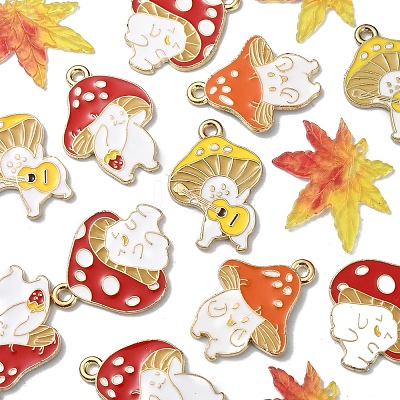 20Pcs 5 Style Autumn Theme Alloy Enamel Pendants ENAM-FS0001-54-1