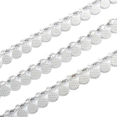 Tarnish Resistant Handmade 304 Stainless Steel Wafer Charms Chains CHS-M004-12P-1