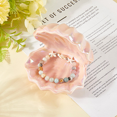 Shell Shape Porcelain Jewelry Plate AJEW-WH20080-08B-1
