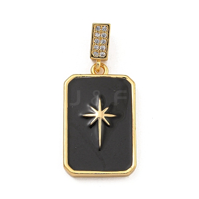 Rack Plating Brass Micro Pave Clear Cubic Zirconia North Star European Dangle Charms KK-U035-17G-03-1
