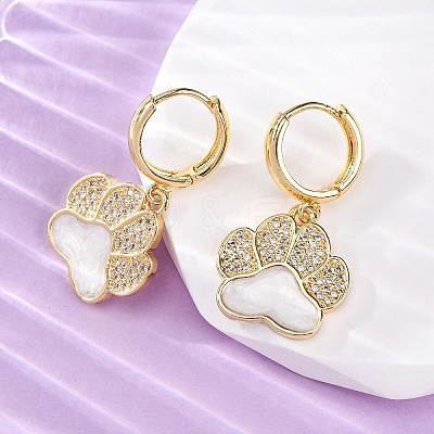 Brass Clear Cubic Zirconia Hoop Earrings LS-EJEW-Q042-03B-G-1