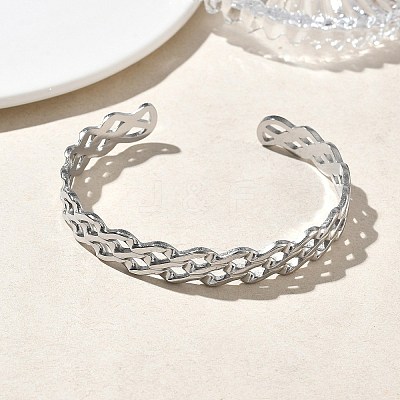 304 Stainless Steel Cuff Bangles for Women BJEW-A160-04P-1