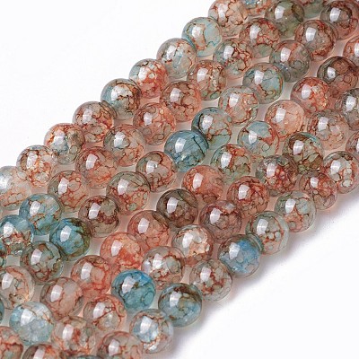 Spray Painted Glass Beads Strands GLAA-A038-B-76-1