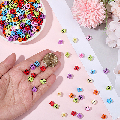 300Pcs Opaque Acrylic Beads OACR-SC0002-68-1